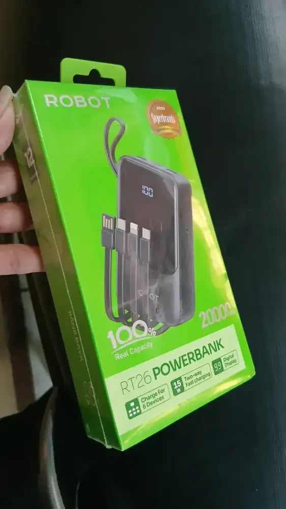 [BARU100%] POWERBANK ROBOT 20.000MAH RT26 Digital QC 15WATT+KABEL