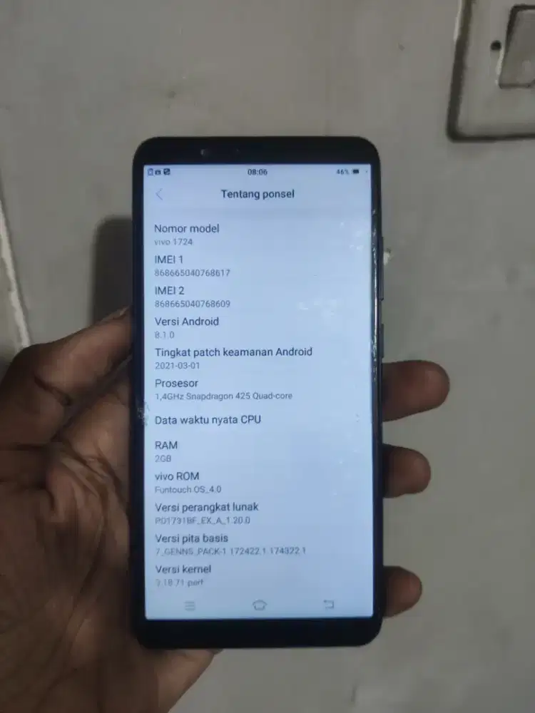 Vivo y71 2/16 minus dikit
