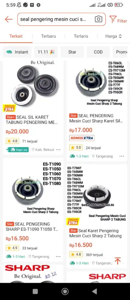 Mesin cuci sharp 7kg dua tabung