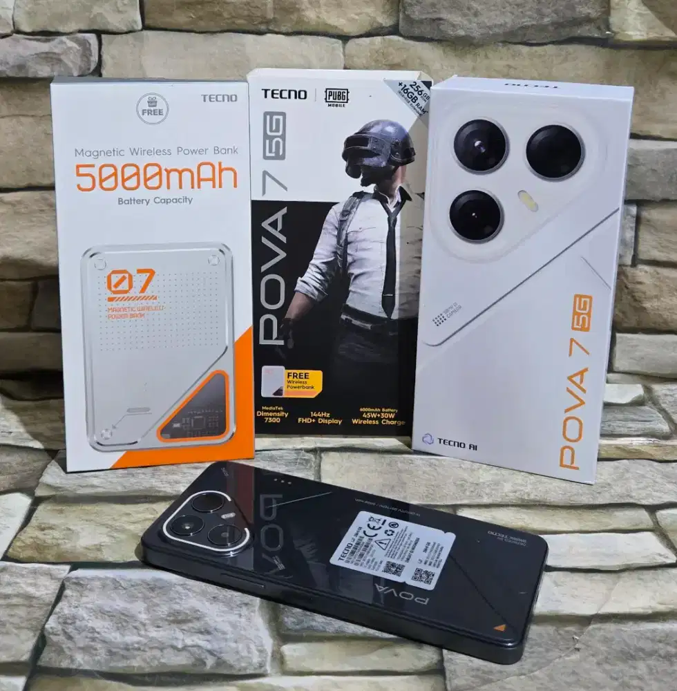 Tecno Pova 7 5G 8/256 Black Fulset segel mulus 99% Black new Garansi