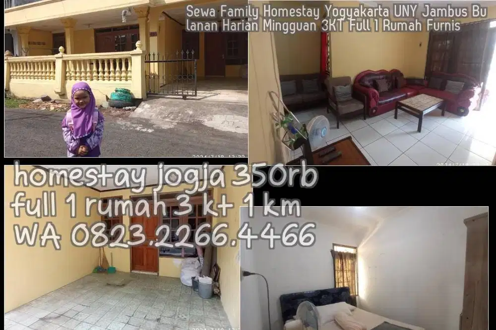 Sewa Family Homestay Yogyakarta UNY Jambus Bulanan Harian Mingguan 3KT