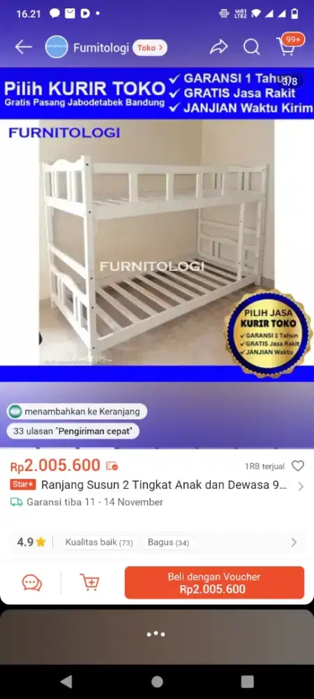 Divan 2 tingkat + Royal foam