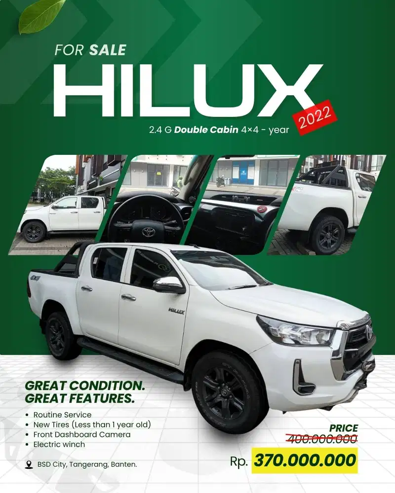 Toyota Hilux 2.4 G Double Cabin 4×4 – Tahun 2022