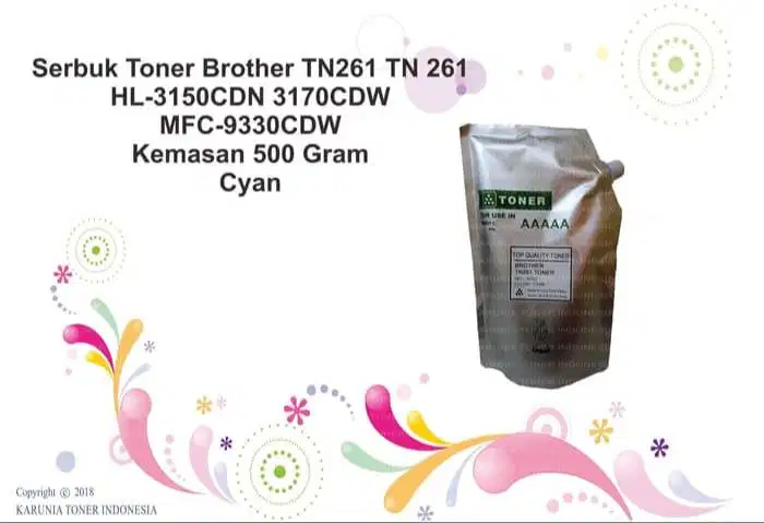 Serbuk Toner Brother TN261 TN 261 HL-3150CDN 3170CDW MFC-9330CDW 500GR