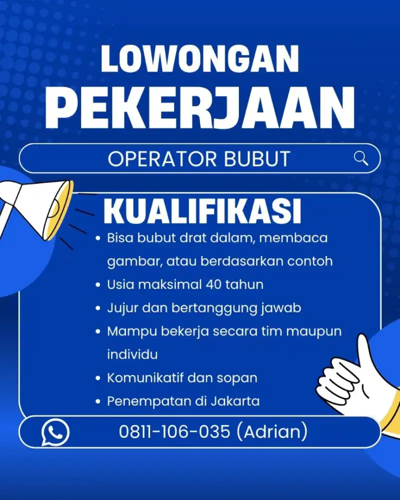 [Butuh Segera] LOWONGAN OPERATOR BUBUT
