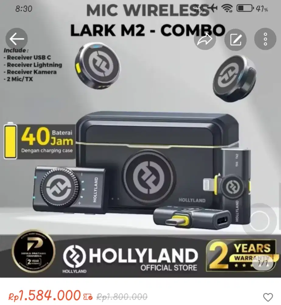 Hollyland Lark M2 Combo Hitam