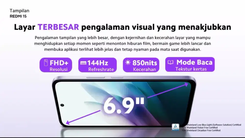 Redmi 15 layar super besar