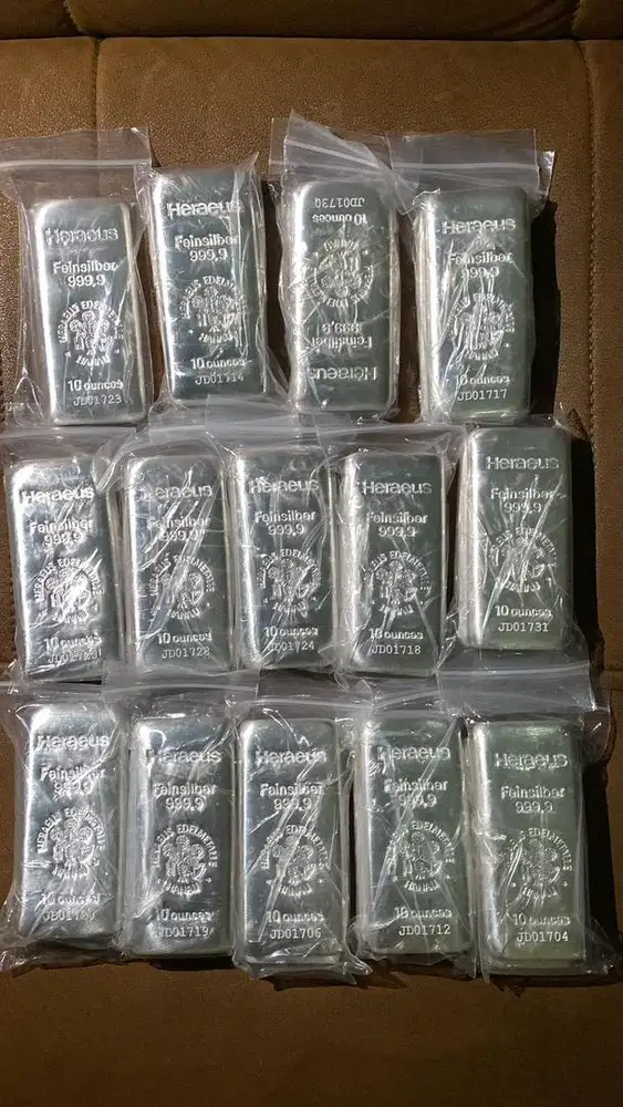 Logam mulia Silver bar Heraeus 10 oz