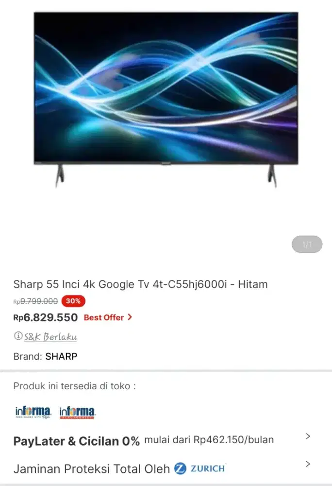Sharp goegle tv 55 inc