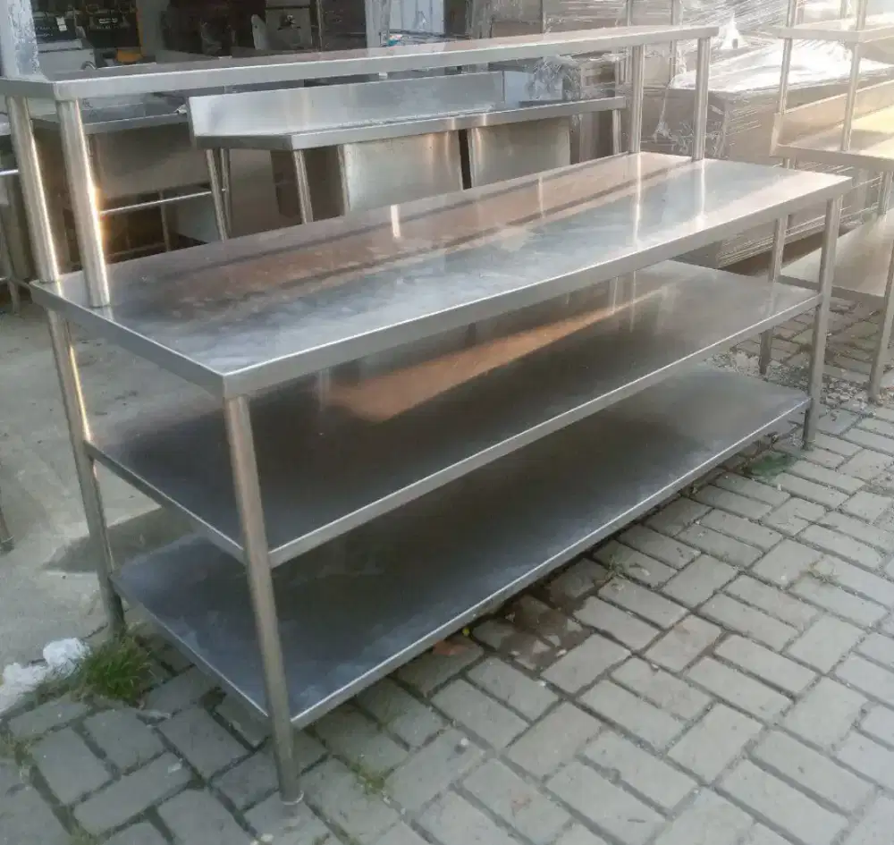 Meja Stainless 3 Susun Rak | Kitchen Table 3 Layer Uppershelf