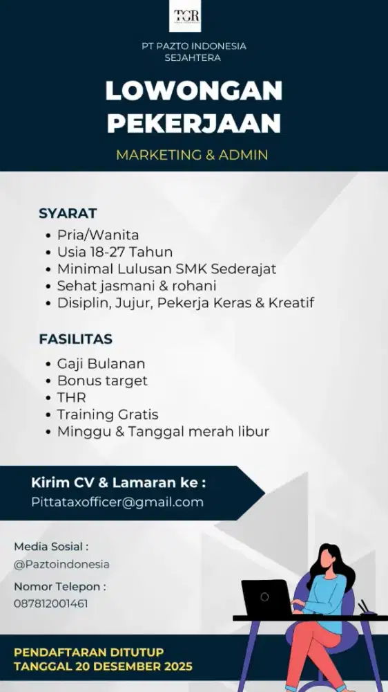 MEMBUTUHKAN KARYAWAN POSISI ADMIN DAN MARKETING