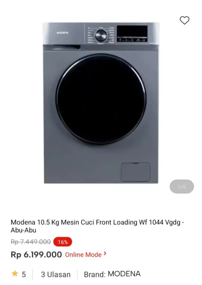 PROMO KREDIT MODENA 10.5KG MESIN CUCI FRONT LOADING