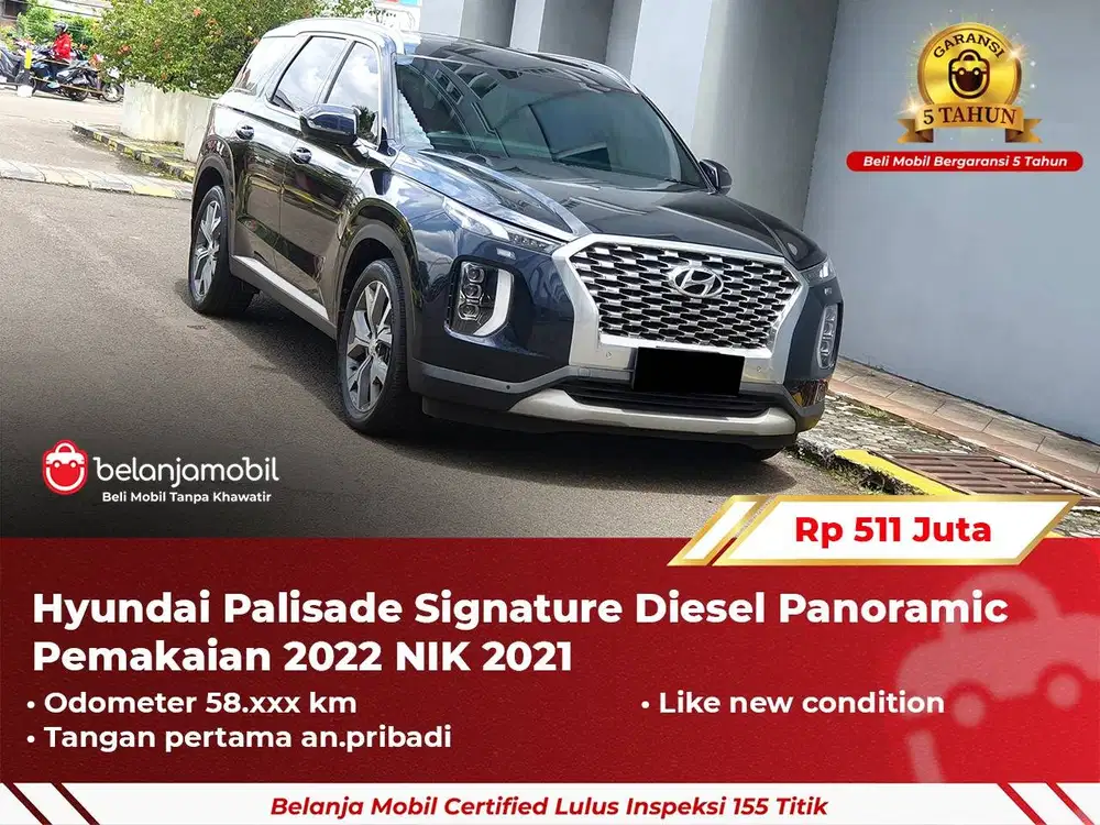 [ GARANSI 5TH ] Hyundai Palisade Signature Diesel Panoramic 2021/2022