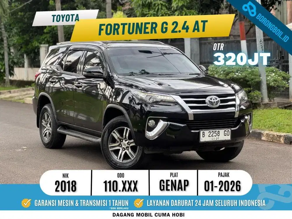 TOYOTA FORTUNER G DIESEL 2.4 AT 2018 HITAM ISTIMEWA FULLSET SIAP PAKAI