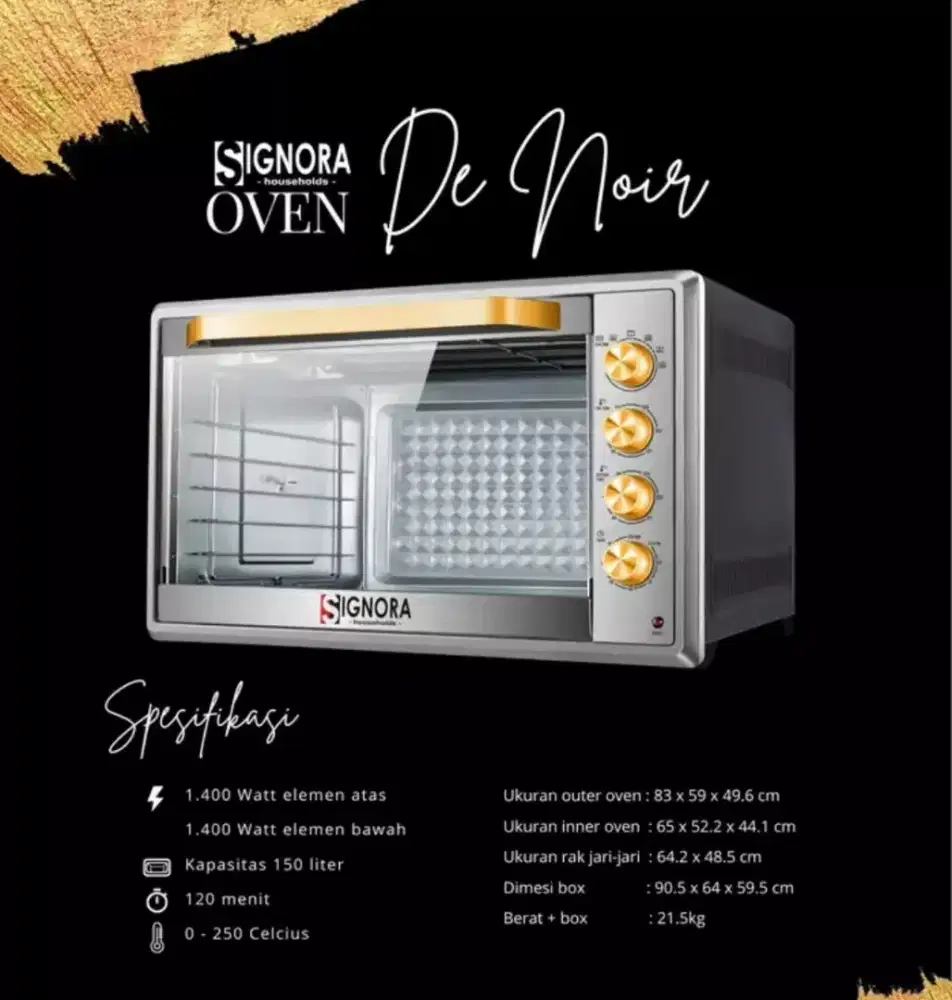 Oven De Noir Signora - Panggangan Kue Kering - Oven Serbaguna