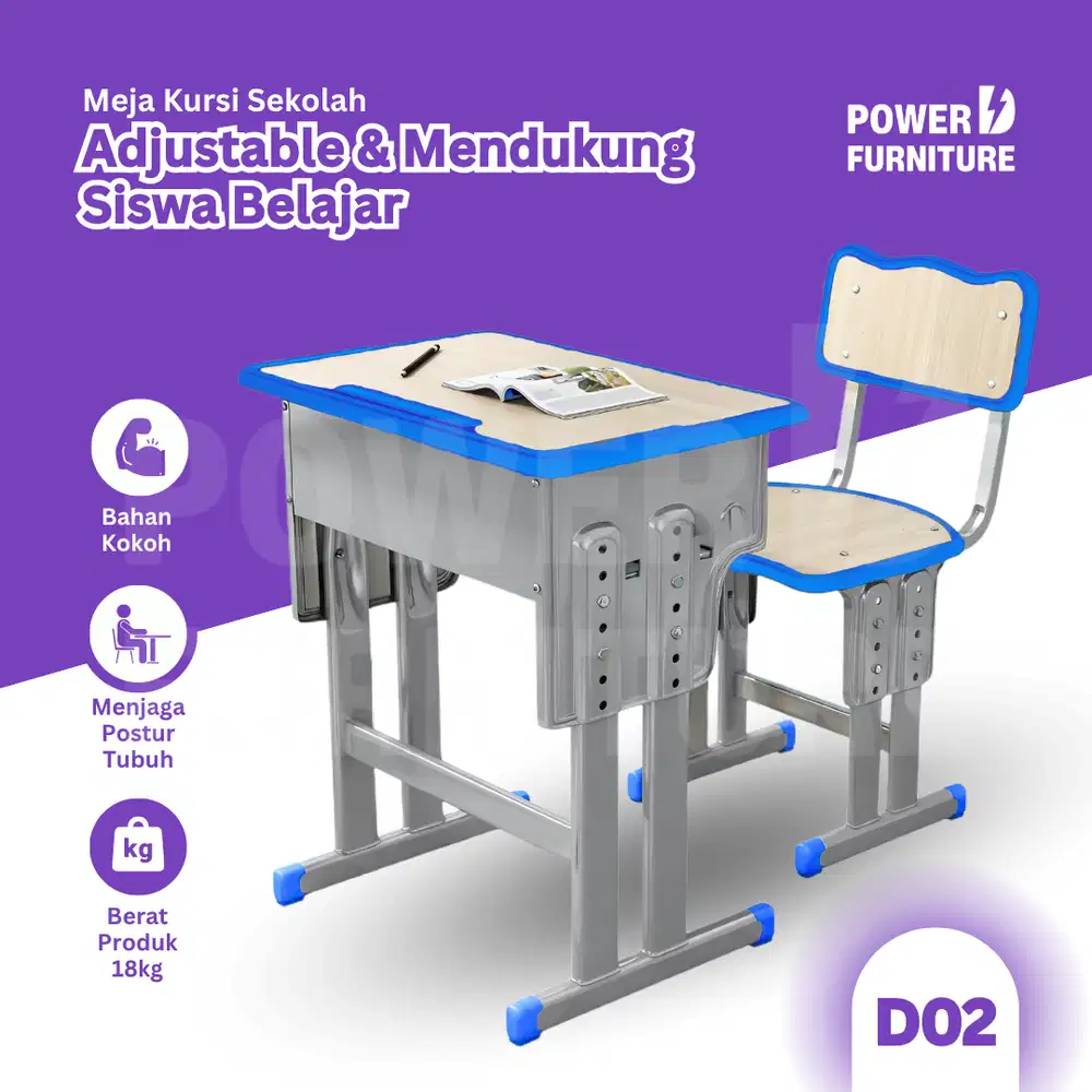 Meja Kursi Sekolah Set Tipe D02 - Meja Kursi Siswa | Meja Sekolah Besi