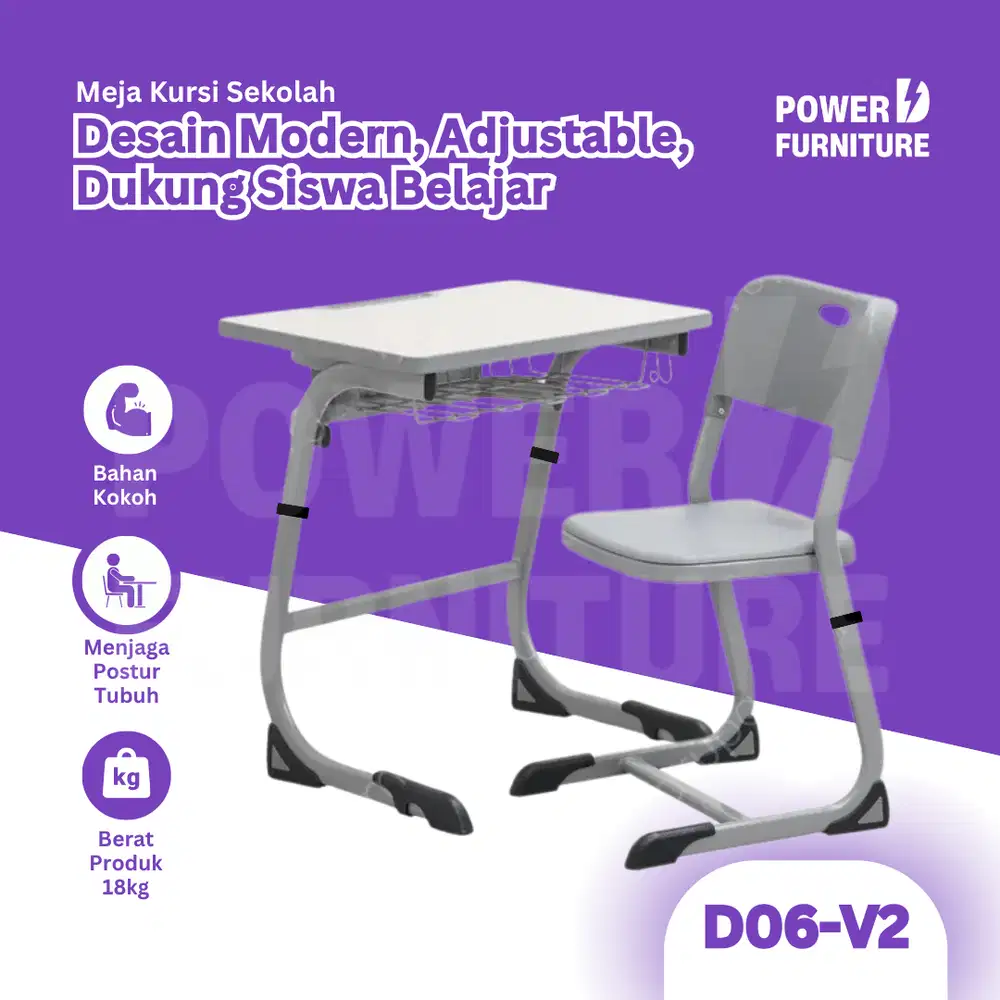 Mebel Sekolah Bangku Sekolah Tipe D06 v2 - Kursi Siswa | Meja Sekolah