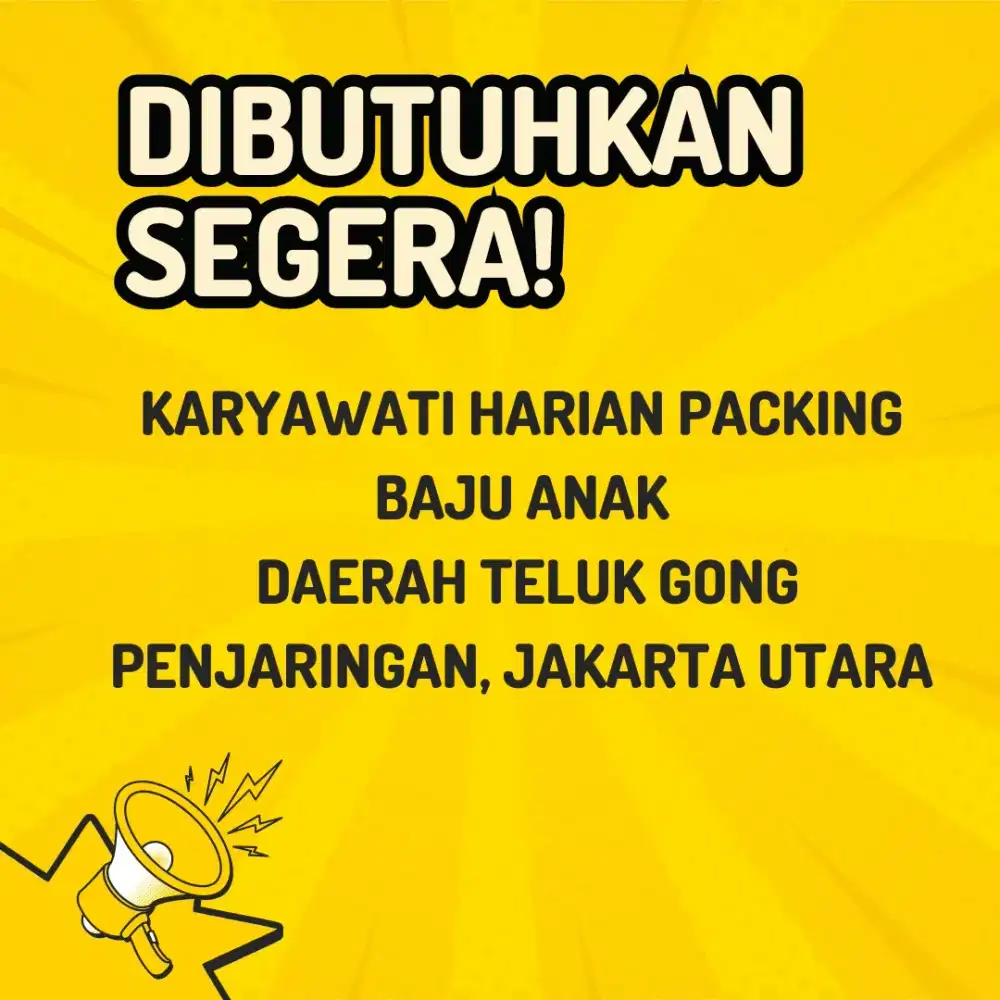Lowongan Karyawati Harian bagian packing dan buang benang