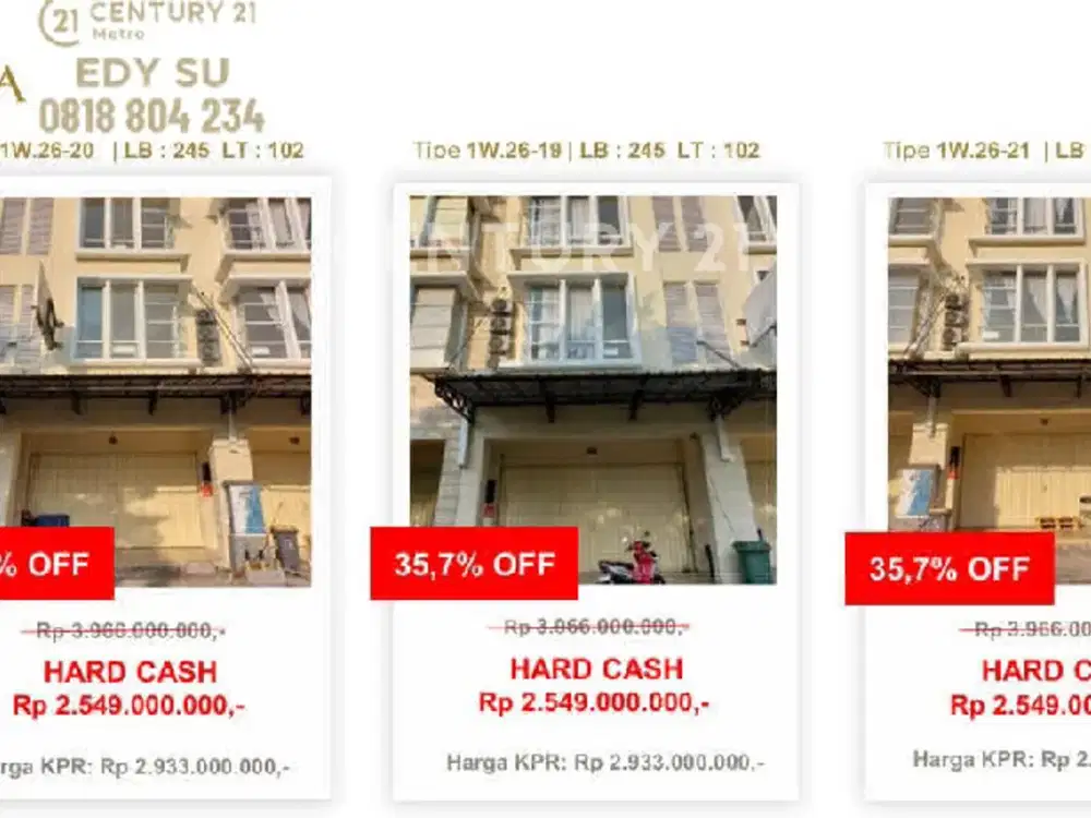 Di Jual Ruko Mewah Harga Murah,Dapatkan Unit Asera Discount 35%