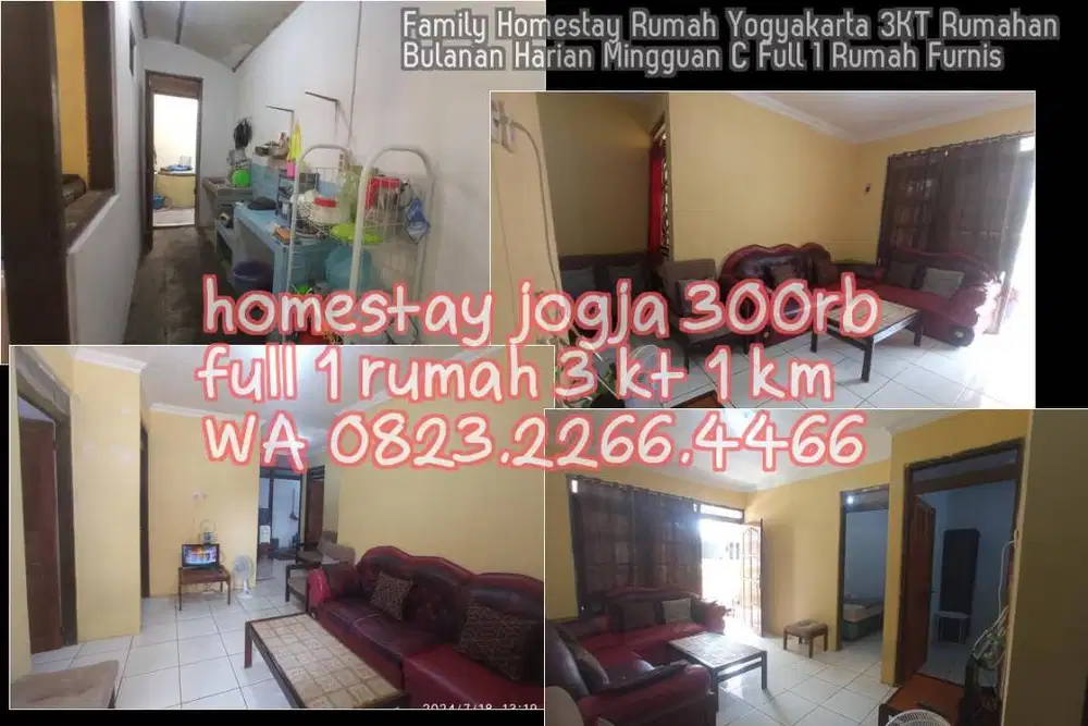 Family Homestay Rumah Yogyakarta 3KT Rumahan Bulanan Harian Mingguan C