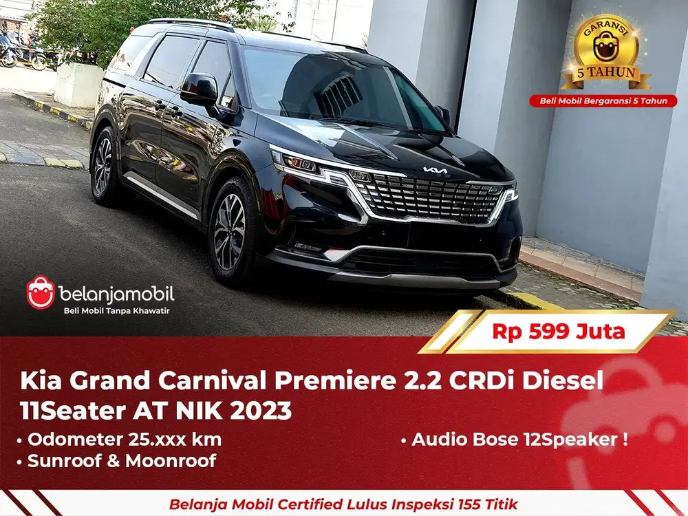 [ GARANSI 5TH ] Kia Grand Carnival 2.2 CRDi Diesel AT Hitam 2023 2024
