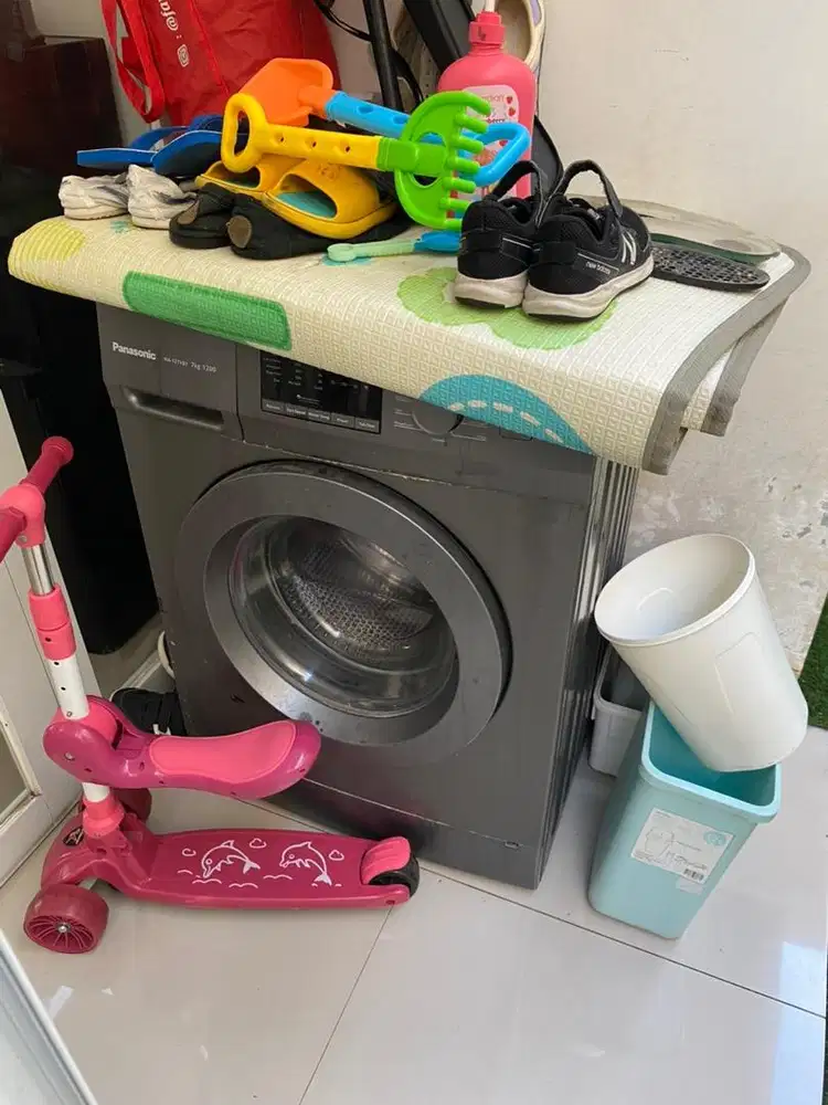 Jual mesin cuci panasonic front loading , mesin nyala , apa adanya