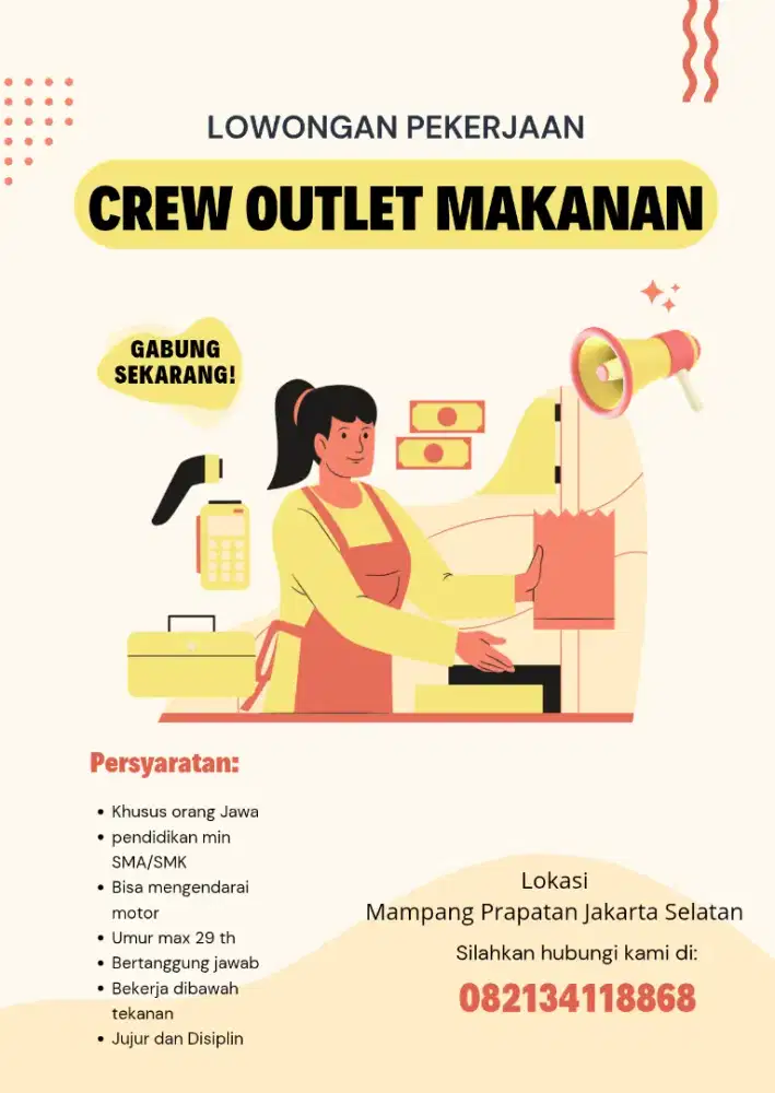 Loker Crew Outlet (khusus orang Jawa yg berdomisili di Jakarta)