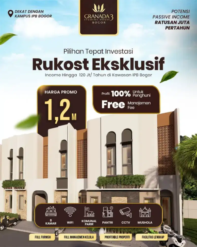 Rukos Eksklusif 8 Kamar 2 Lantai SHM & Full Furnished