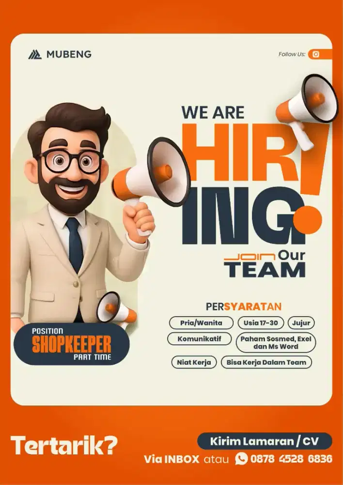 Shopekeeper toko pakaian fulltime / partime