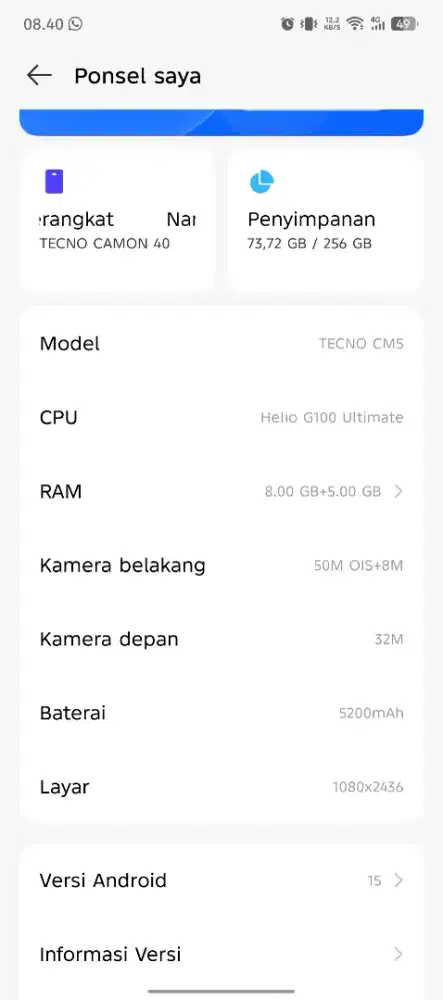 Jual hp Tecno pova 40 camon ram 8/256