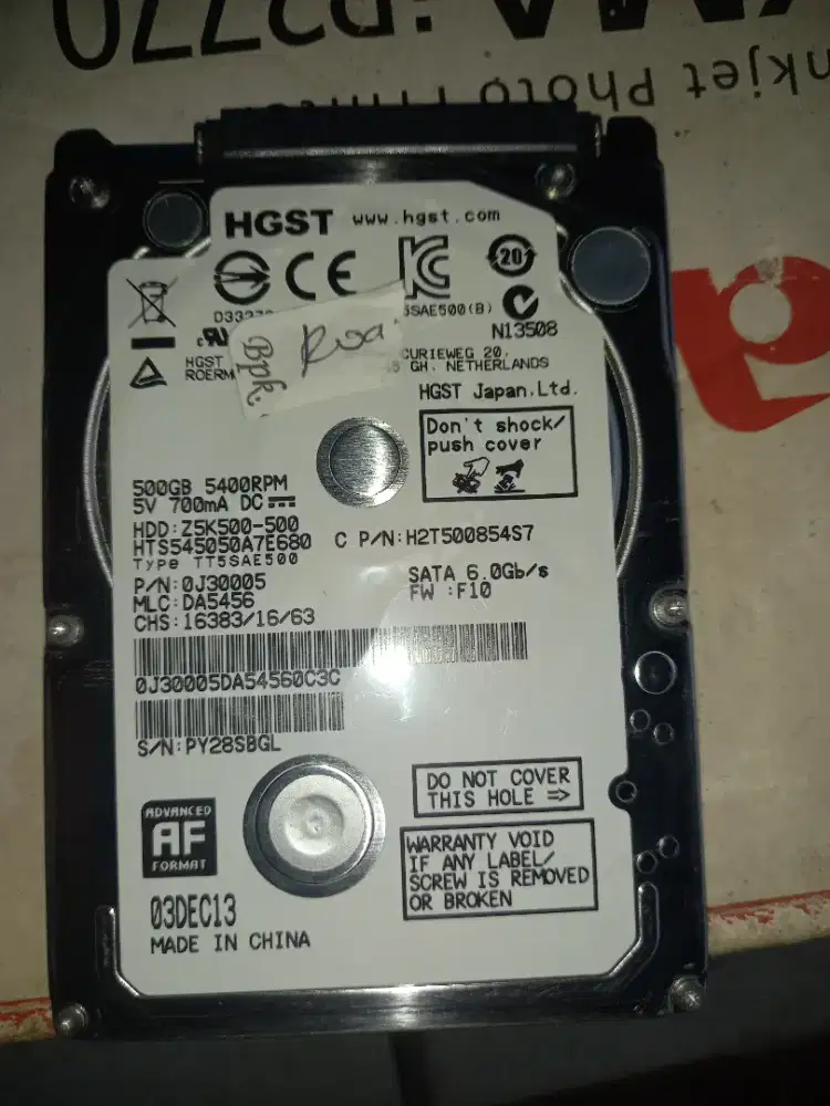 Hardisk HGST laptop 500gb