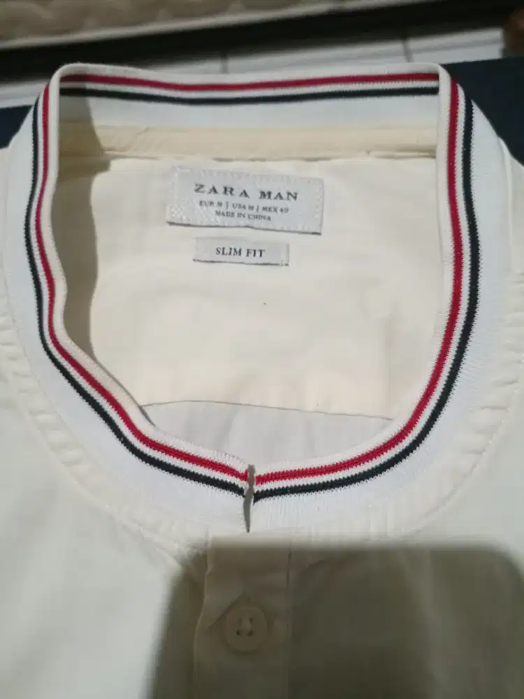 Baju Pria yanpa kerah Lengan Pendek Merek ZARA