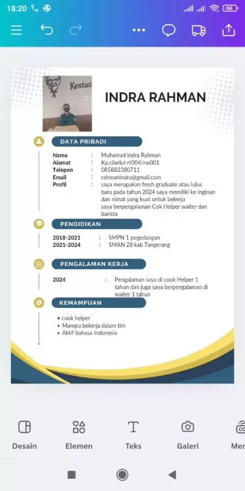 Saya sedang membutuhkan pekerjaan