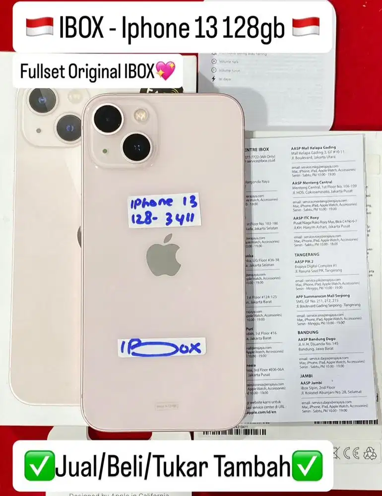 Iphone 13 128 Gb Pink Resmi ibox fullset original