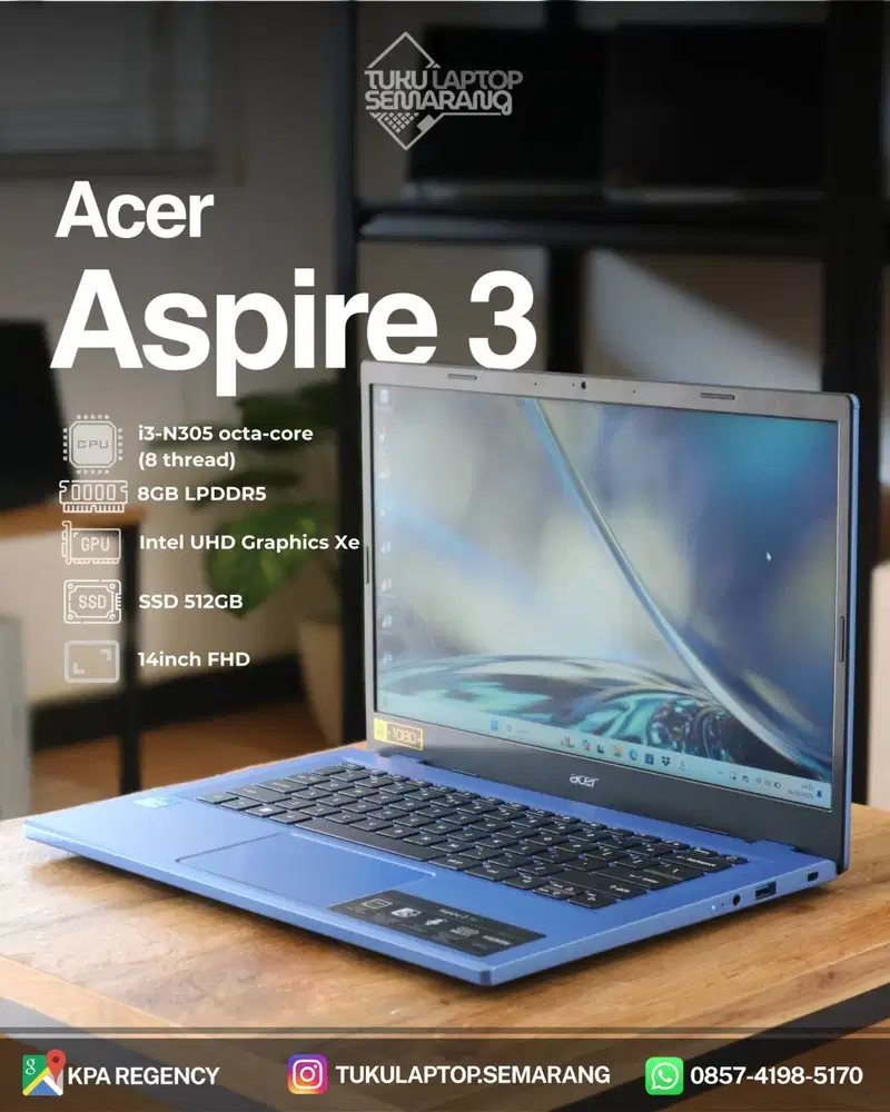 Laptop Acer i3 gen 12 like new garansi