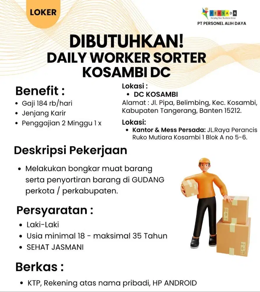 Lowongan Kerja Sorter DW Operator DC Kosambi