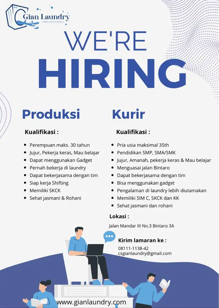 LOWONGAN KERJA DI GIAN LAUNDRY BINTARO