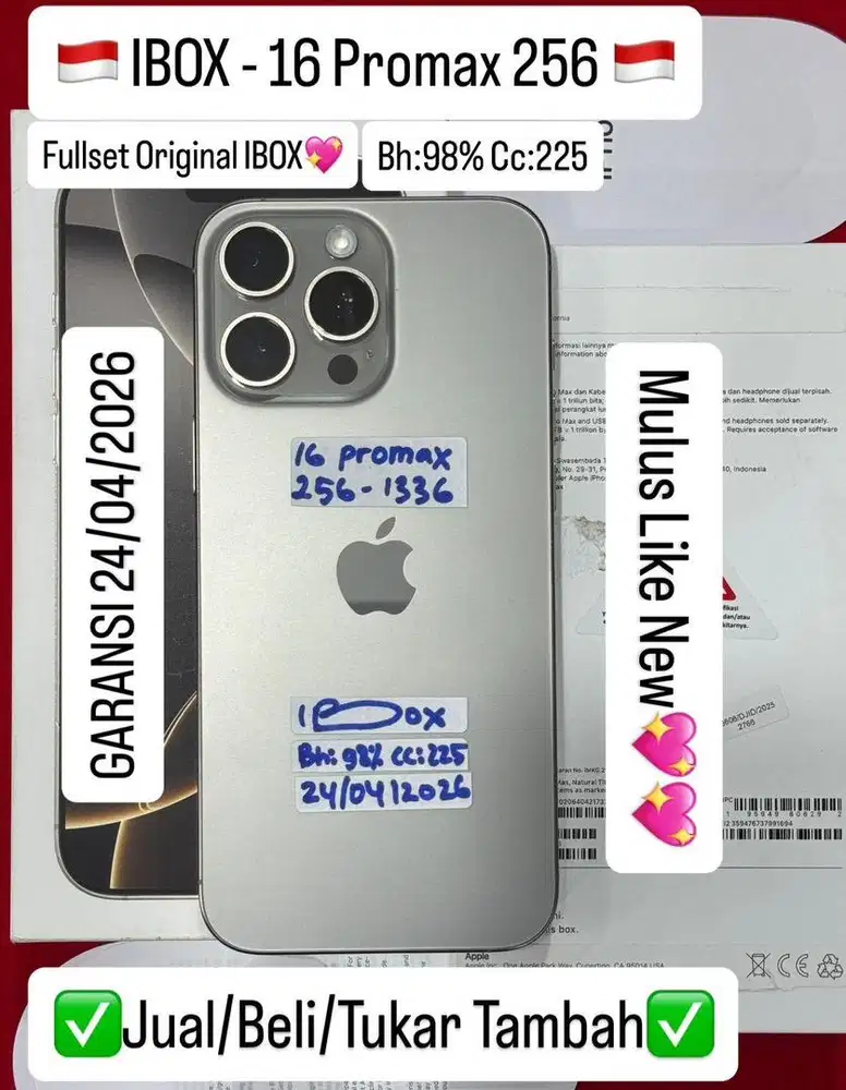 Iphone 16 Promax 256 Gb Natural Titanium Resmi Ibox Gaansi panjang