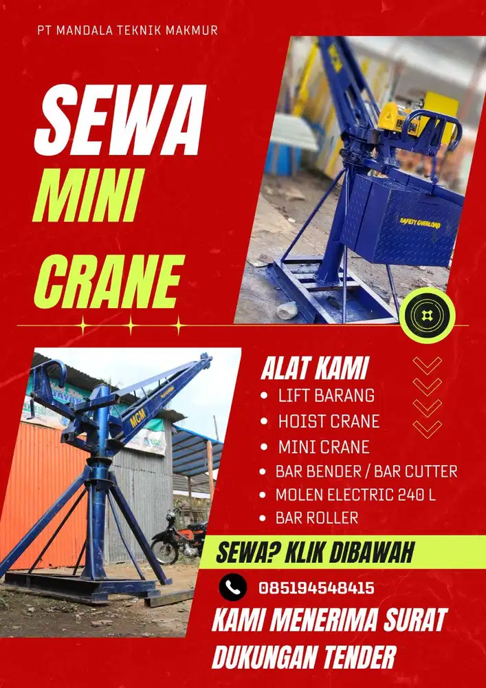 SEWA ALAT PROYEK MINI CRANE SELURUH INDONESIA
