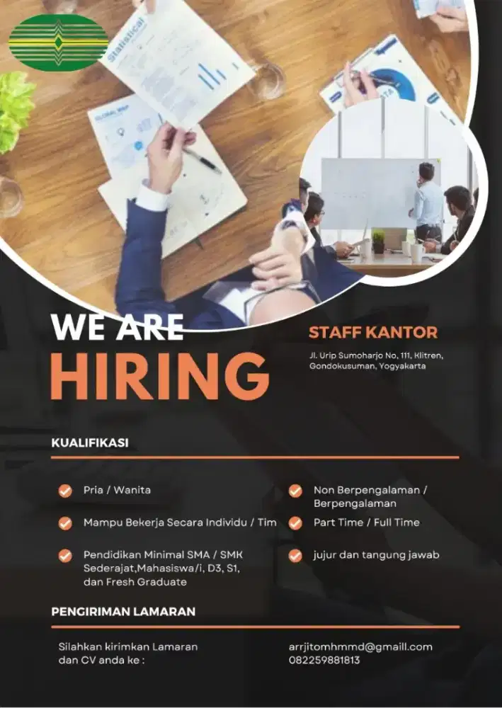 DIBUTUHKAN Secepatnya  UNTUK POSISI STAF KANTOR