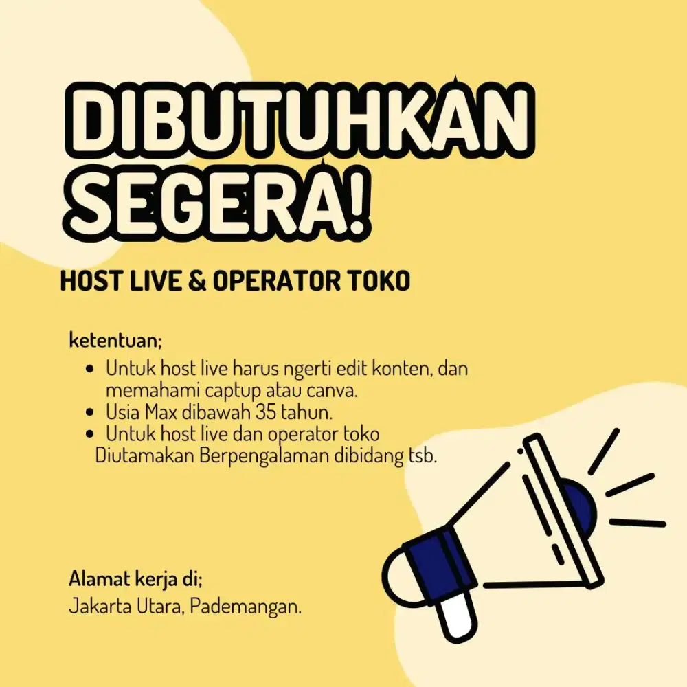 Segera dibutuhkan.