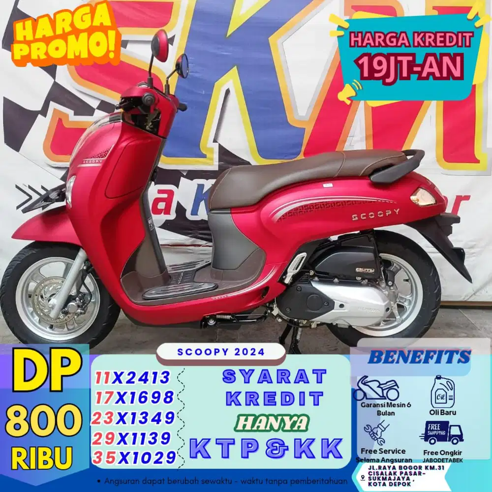 ( scoopy tahun 2024 DP:800 garansi mesin 6bulan cash credit