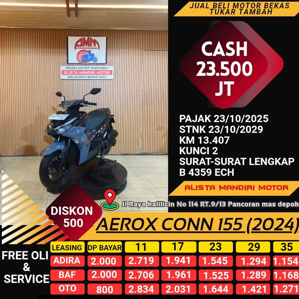 AEROX CONN 155 2024 DP 800 KM LOW KEY 2 CC 0% KREDIVO TOKPED INDODANA