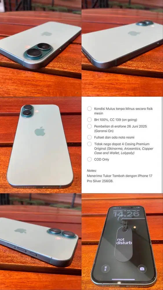 Tukar Tambah iPhone 16 Teal 256GB