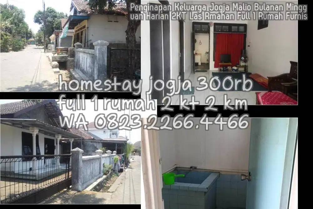 Penginapan Keluarga Jogja Malio Bulanan Mingguan Harian 2KT Las Rmahan