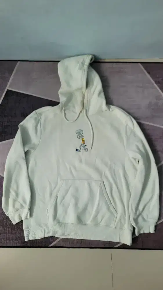 Jaket Hoodie Squidward H&M Cowok Green Mint Size XL