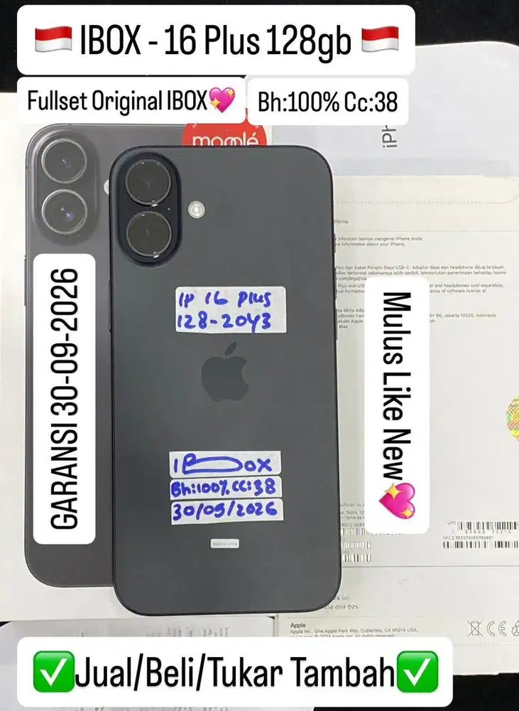 Iphone 16 Plus 128 Gb Black Resmi Ibox Garansi Panjang