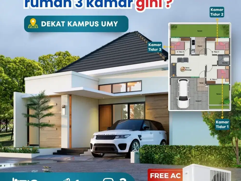 Hunian Idaman Row Jalan 6 Meter di Bantul dekat kampus umy