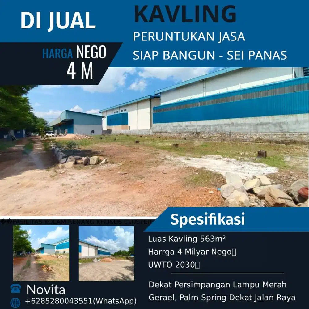 Lahan Kavling Peruntukan Jasa Siap Bangun Lokasi Sei Panas Batam