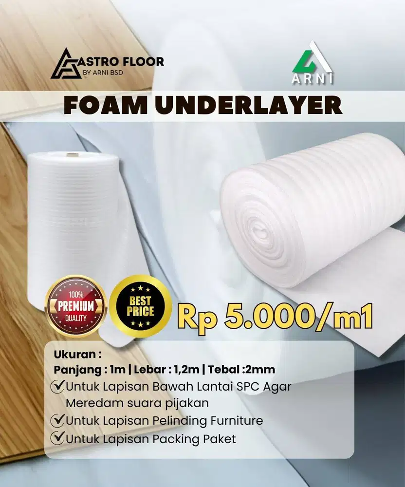 PE Foam Wrap | Foam Underlayer Lantai Vinyl & SPC Flooring